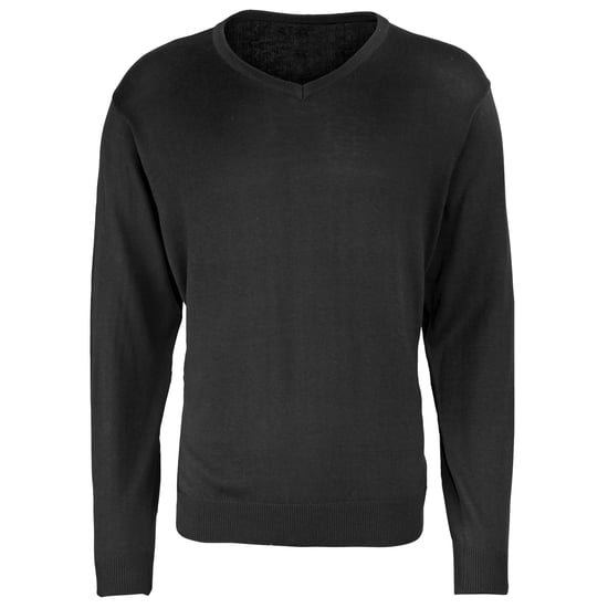 Premier Herren Strick-Pullover mit V-Ausschnitt (Schwarz) - Image 1