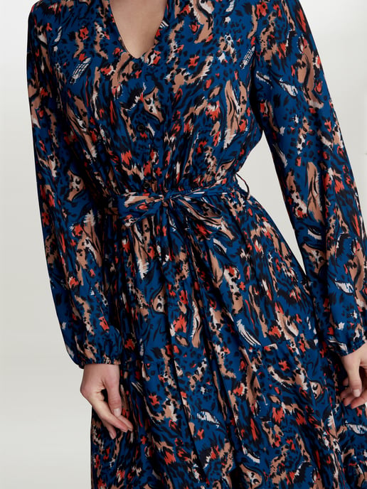 Lulia V Neck Button Front Dress With Tiered Skirt