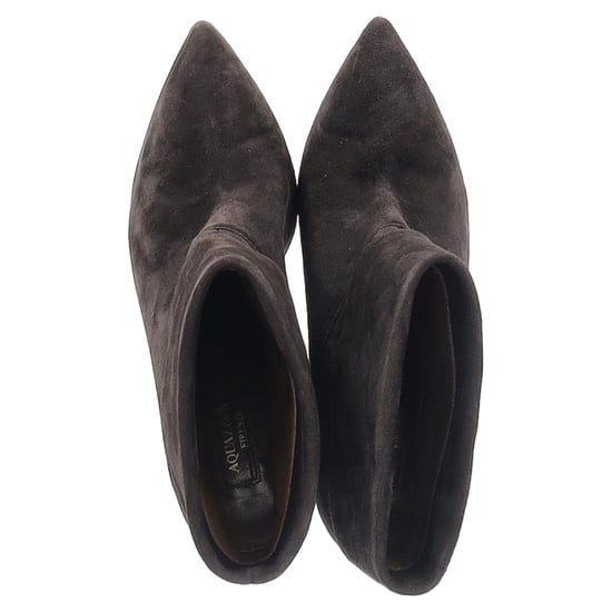 Aquazzura Gefaltete Knöchelstiefel mit Absatz aus braunem Wildleder - Image 4