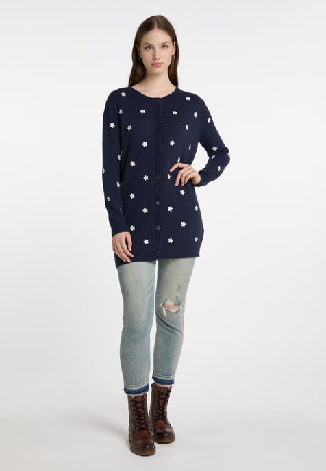 Dreimaster Strickjacke mit Stickerei Damen Marine - Image 3