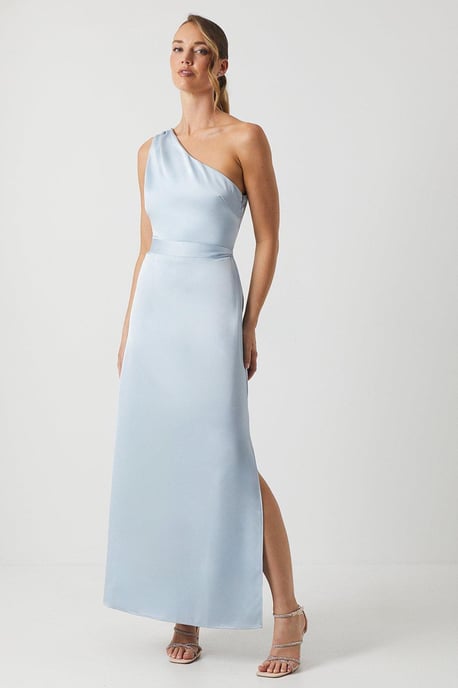 One Shoulder Satin Maxi Bridesmaid Dress - Image 1