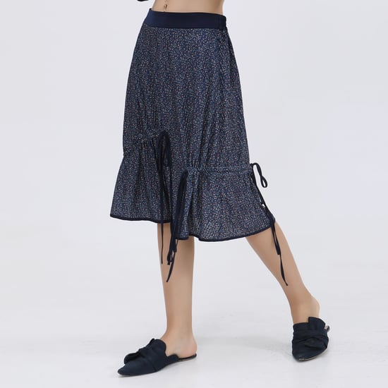 Trapezrock aus Samt mit Liberty-Druck und Schrägband aus Satin - Image 1