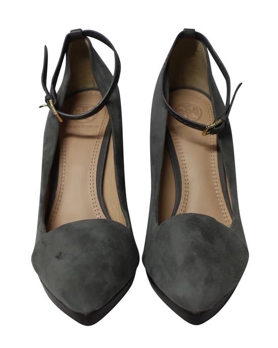 Tory Burch Blockabsatzpumps aus grauem Wildleder - Image 2
