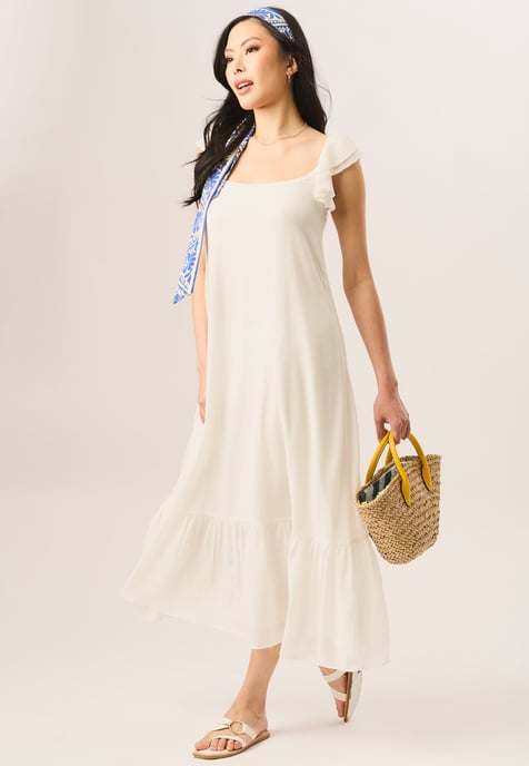 Ruffle Short Sleeve Maxi Dress