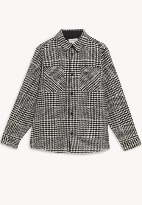 Autograph Mens Wool Blend Overshirt Schwarz/Weiß Check - Image 6