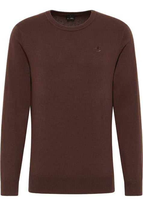 Dreimaster Basic Feinstrickpullover Herren Dunkelbraun - Image 1