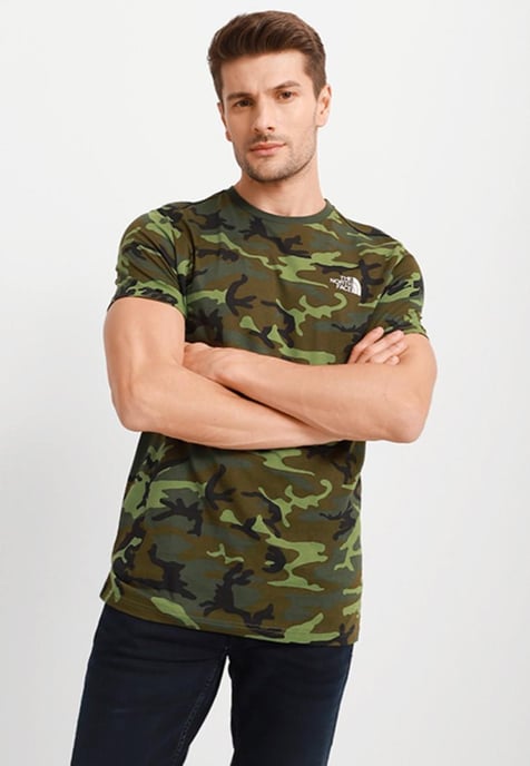 The North Face Mens T Shirt SS einfache Kuppel Tee Camo drucken - Image 1