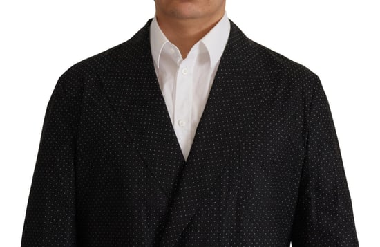 Dolce & Gabbana Schwarzer gepunkteter Baumwoll-Blazer Herrenjacke - Image 4