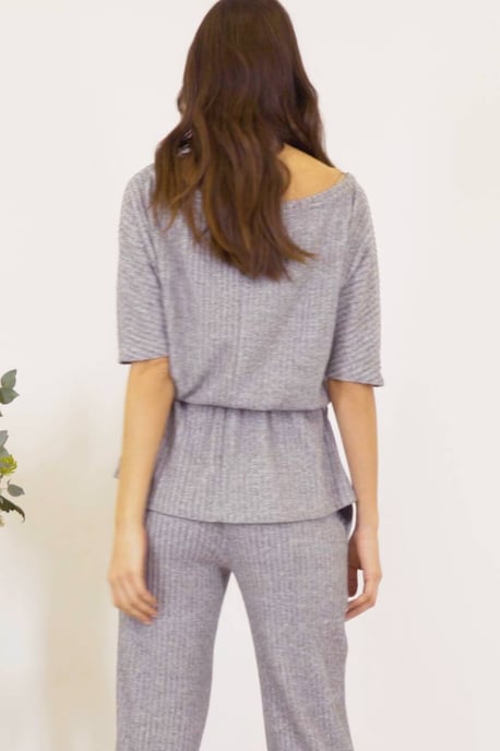 Grey Super Soft Short Sleeve Loungewear Top