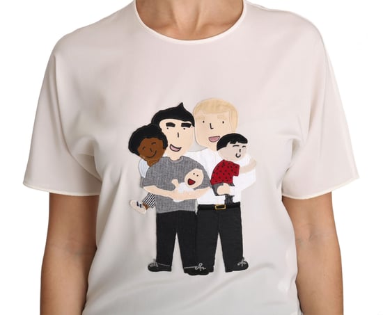 Dolce & Gabbana Damen T-Shirt aus weißer Seidenstretch #dgfamily - Image 4