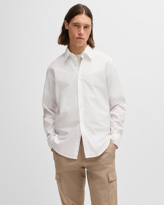 BOSS Orange Relegant 6 Mens Regular-Fit Shirt in Cotton Poplin with Kent Collar
