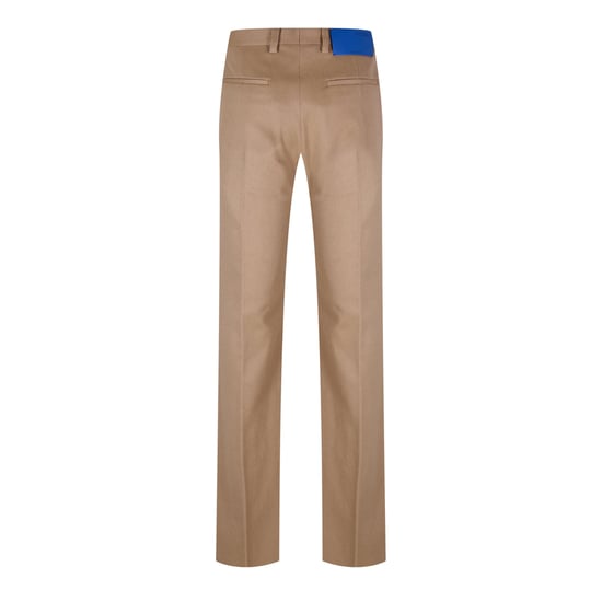 Men's Off White Tags Cashmere Slim Pants in Camel