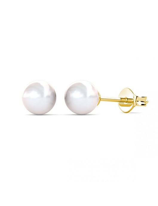 Vollmond Perlenohrringe - Gold und Kristall - Image 1
