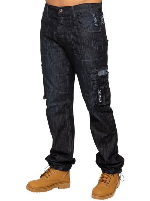 Enzo | Herren Combat Denim Jeans - Dunkelblau - Image 1