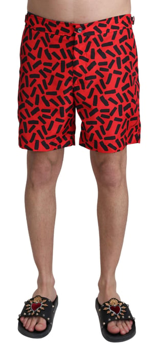 Dolce & Gabbana Short de bain de plage à motifs rouges pour homme - Image 1