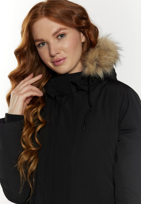 Dreimaster Winterparka mit Kunstfell Damen schwarz - Image 5