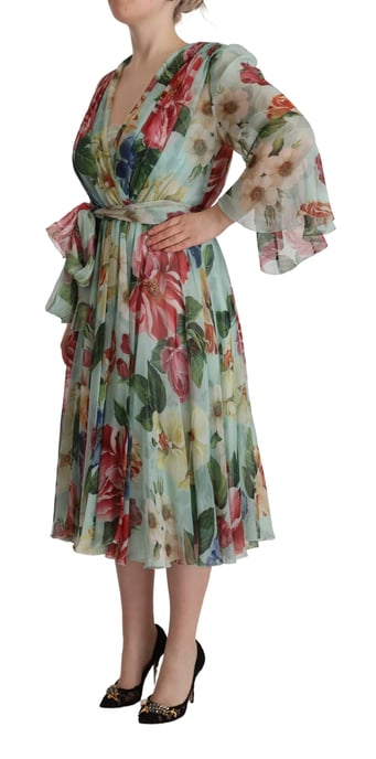 Dolce & Gabbana Damen Multicolor Grünes Seidenwickelkleid - Image 2