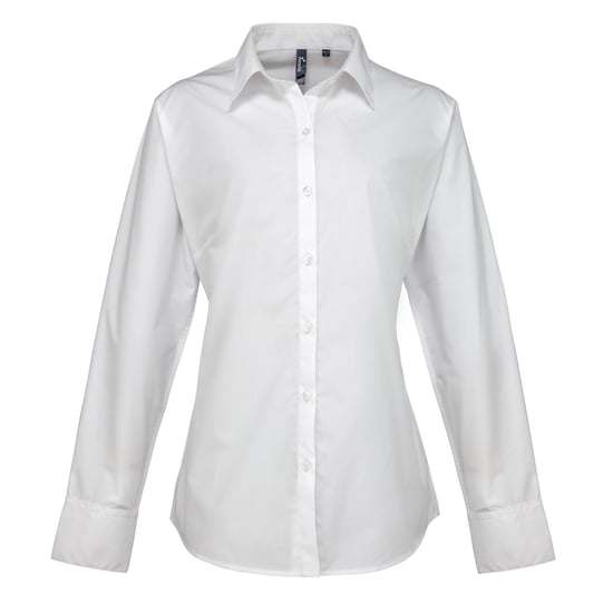 Premier Damen Popeline-Bluse / Bluse / Arbeitshemd, langärmlig (Weiß) - Image 1
