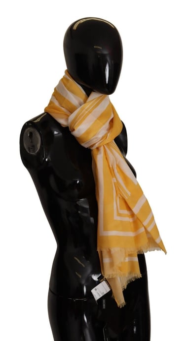 Dolce & Gabbana Women's Yellow White Striped Portocervo Shawl Scarf