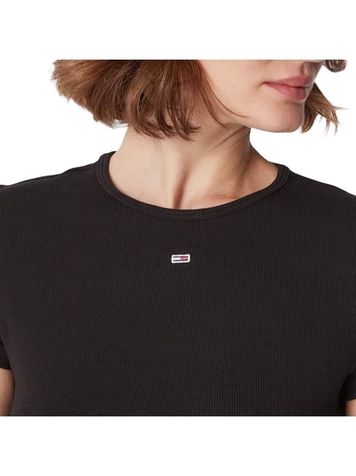 T-Shirt Universelles Essential Côtelé Tommy Hilfiger Für Frauen in Schwarz - Image 2