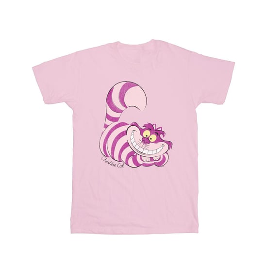 Disney Girls Alice In Wonderland Cheshire Cat Cotton T-Shirt (Baby Pink)