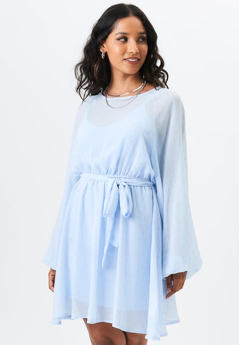 Langärmeliges Chiffon-Folien-Minikleid - Image 3