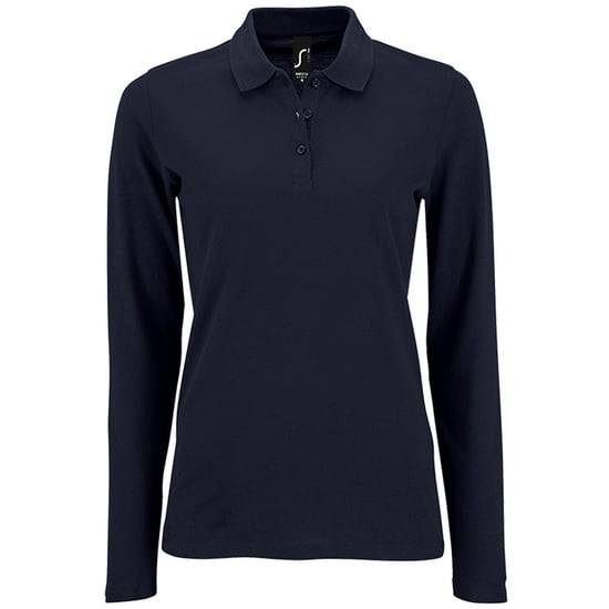 SOLS Womens/Ladies Perfect Long Sleeve Pique Polo Shirt (French Navy)