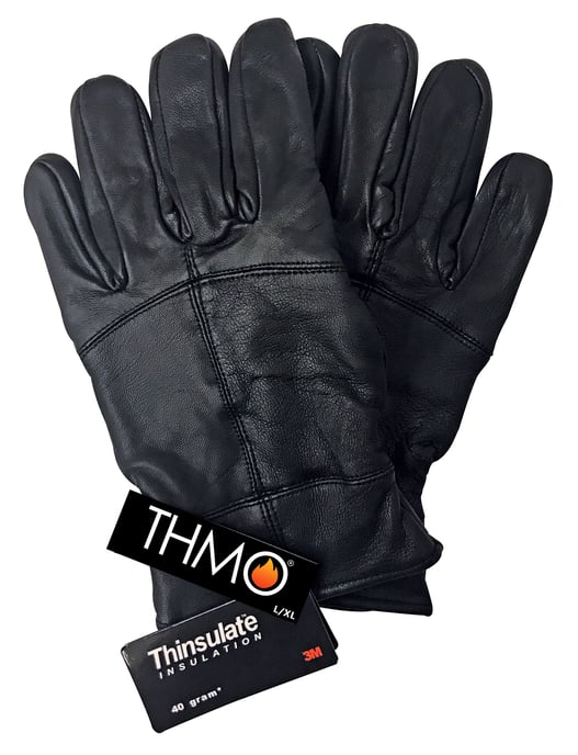 Herren Thinsulate Lederhandschuhe | THMO | Winter Outdoor Windproof Fleece Lining Lederhandschuhe in Schwarz - Schwarz - Image 2