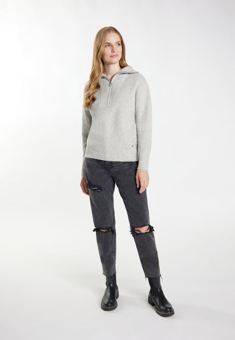 Dreimaster Strickpullover Damen grau melange - Image 2