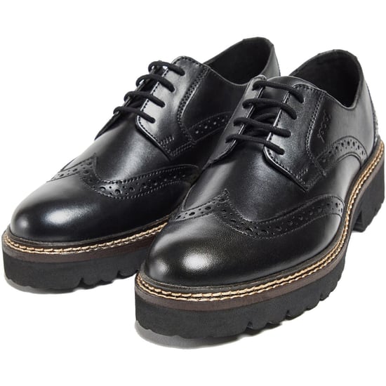 Pod Kortney Leder Damen Schwarz Brogues Schuhe - Image 6