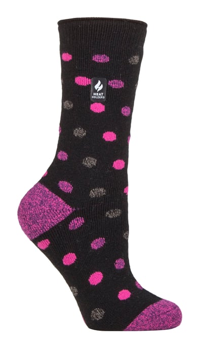 Heat Holders Lite - Isolierte Thermosocken für Damen | Mehrere Designs einschließlich Argyle Streifen Herzen Sterne | Warme Socken für den Winter - Schwarz / Berry (Malaga) - Image 1