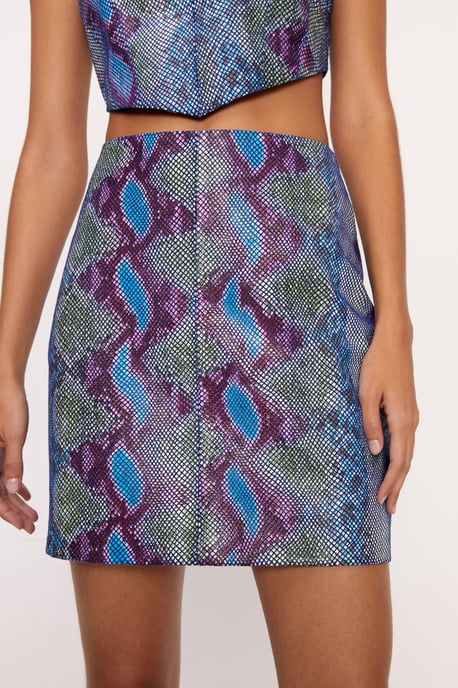 Real Leather Snake Foil Pelmet Skirt