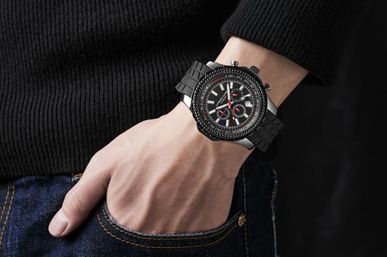 Hand Assembled Anthony James Limited Edition Chronograph Dashboard Black