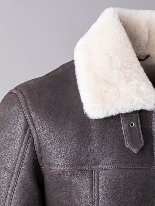 Hawker Sheepskin Flying Jacket in Dark Brown