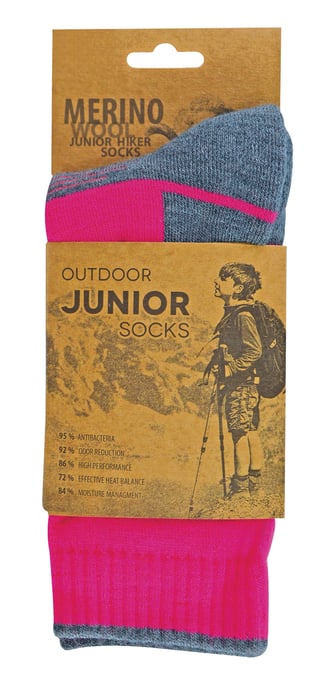 Kinder Merinowolle Wandern Socken | Comodo | Anti Blister Socken - Rosa - Image 2