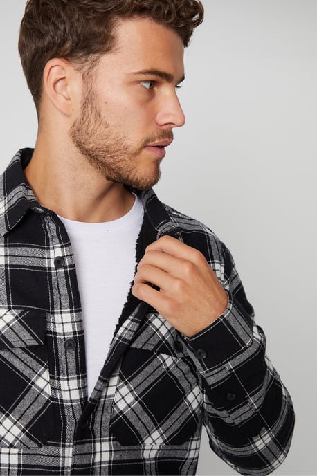 Black 'France' Borg Lined Shacket