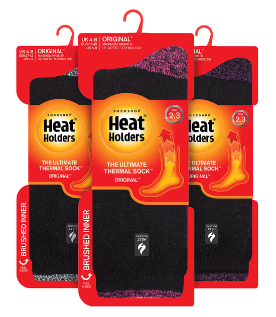 Heat Holders - Lot 3 Paires Chaussettes Thermiques Isolées Femme Hiver - Bande - Image 2