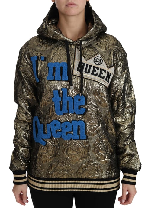 Dolce & Gabbana Women's Im The Queen Jaquard Gold Sweatshirt à capuche - Image 1
