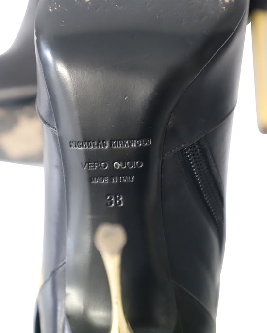 Nicholas Kirkwood Sechseckige Stiefeletten aus schwarzem Leder - Image 6