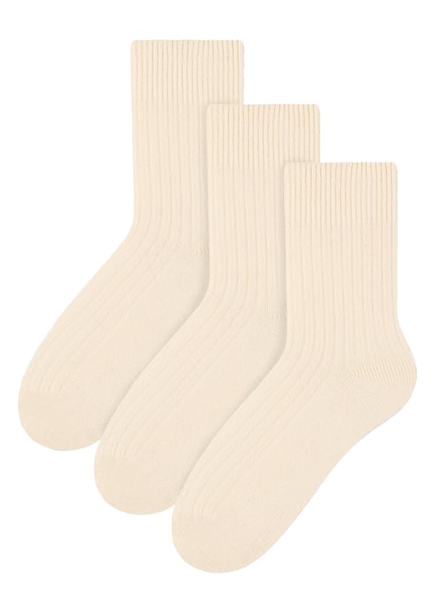 3 Paar Womens Wool Dress Socks | Steven | Ladies Breathable Cushioned Socks - Ecru - Image 1