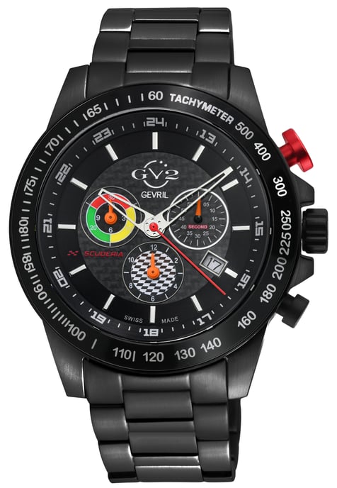 GV2 Men's Scuderia Swiss Quartz Multifunction Chronograph Black Dial Date Watch