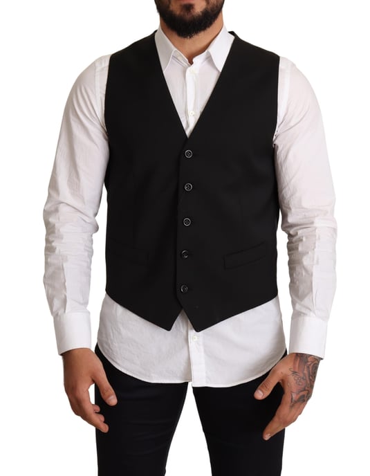 Dolce & Gabbana Herren Schwarz Wolle Formelle Weste Kleid - Image 1