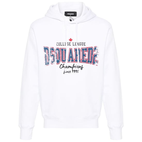 Dsquared2 Cool Fit Faded College League Logo White Hoodie