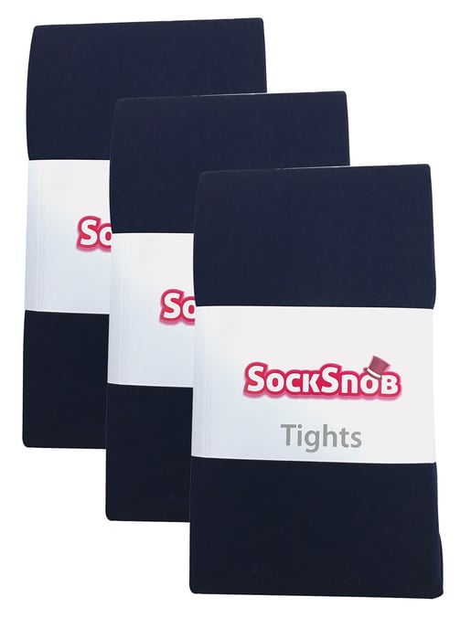 3 Paar Multipack Damen farbige undurchsichtige 80 Denier Strumpfhosen | Sock Snob | einfarbige Blockfarbe Strumpfhosen - Navy - Image 2