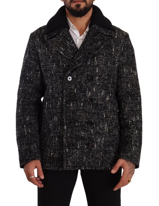 Dolce & Gabbana Schwarzer Wolle Doppelreiher Mantel Herrenjacke - Image 1