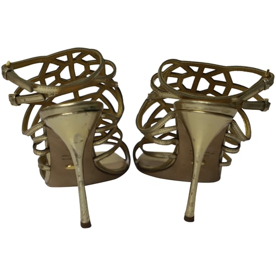 Sergio Rossi Puzzle Caged Sandalen aus goldfarbenem Leder - Image 4