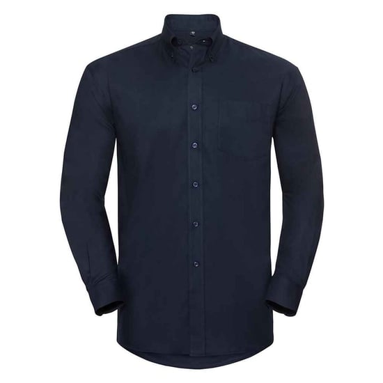Russell Collection Mens Oxford Easy-Care Long-Sleeved Formal Shirt (Bright Navy)