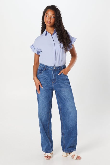 Ruffle Sleeve Button Through Shirt