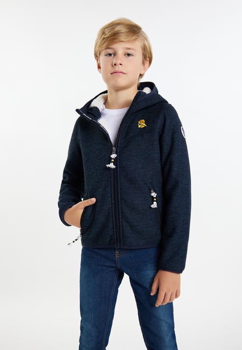 Schmuddelwedda Strickfleeceblouson Jungs Marine Melange - Image 3