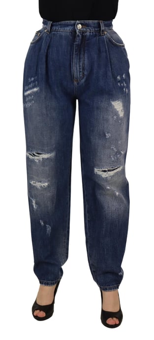 Dolce & Gabbana Blau Gefärbte Hohe Taillenlockere Damenhose - Image 1